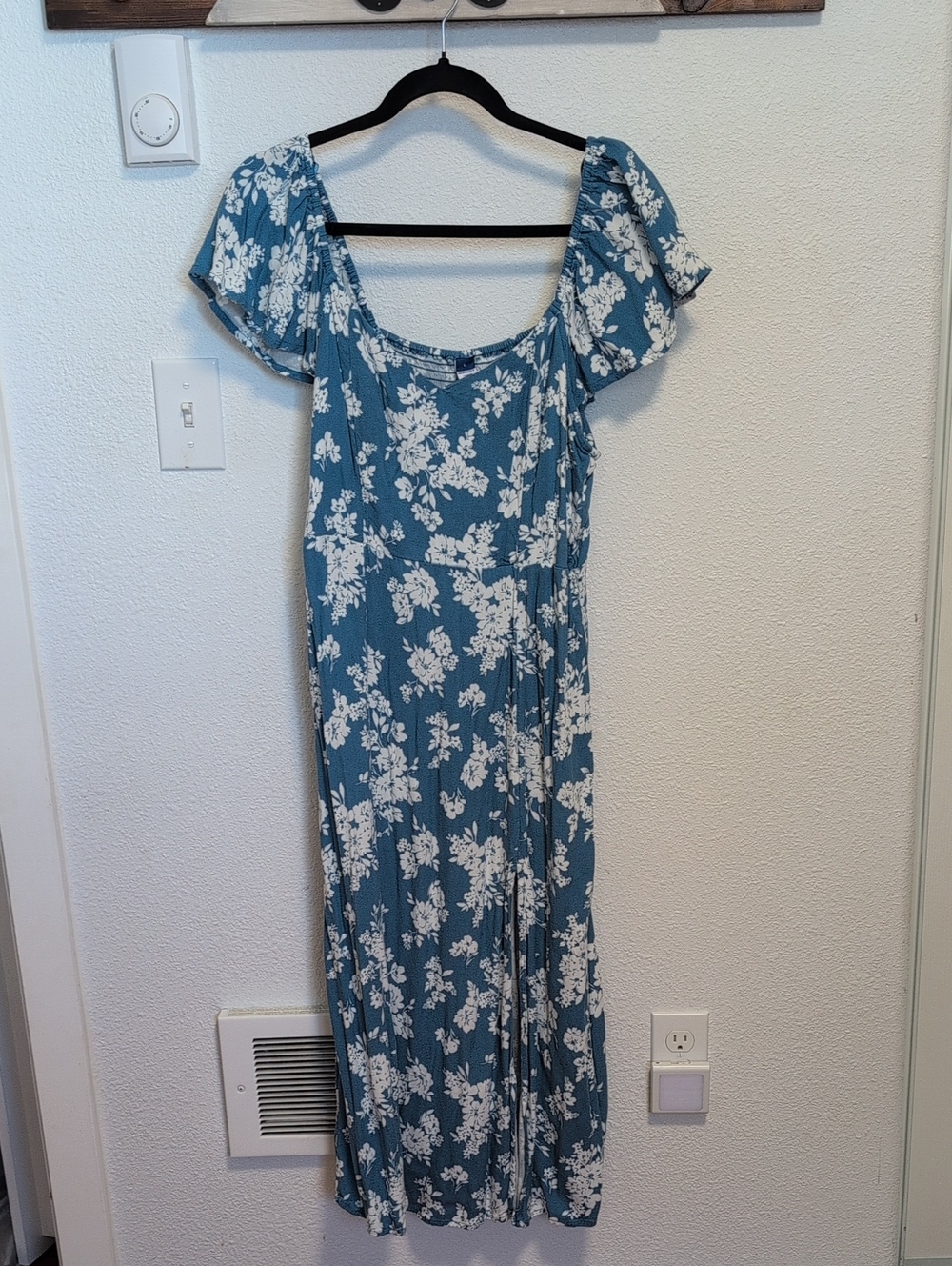 Flutter Sleeve Crepe Blue Old Navy Dress